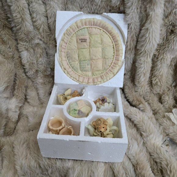 Vintage 1994 Quilted Tea Pot Set Miniature Angel Teddy Bears – “Tea Set Style” - Picture 8 of 10